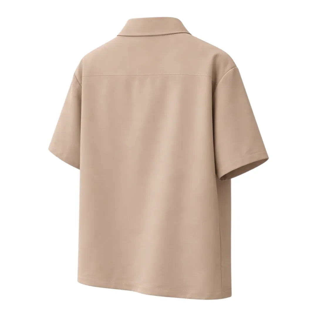 Darex Premium Asymmetric Collar Shirt (Size M) – Beige Modern Minimal Smart Wear
