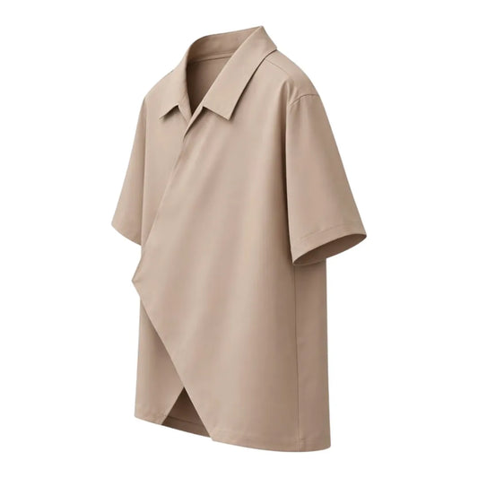 Darex Premium Asymmetric Collar Shirt (Size M) – Beige Modern Minimal Smart Wear
