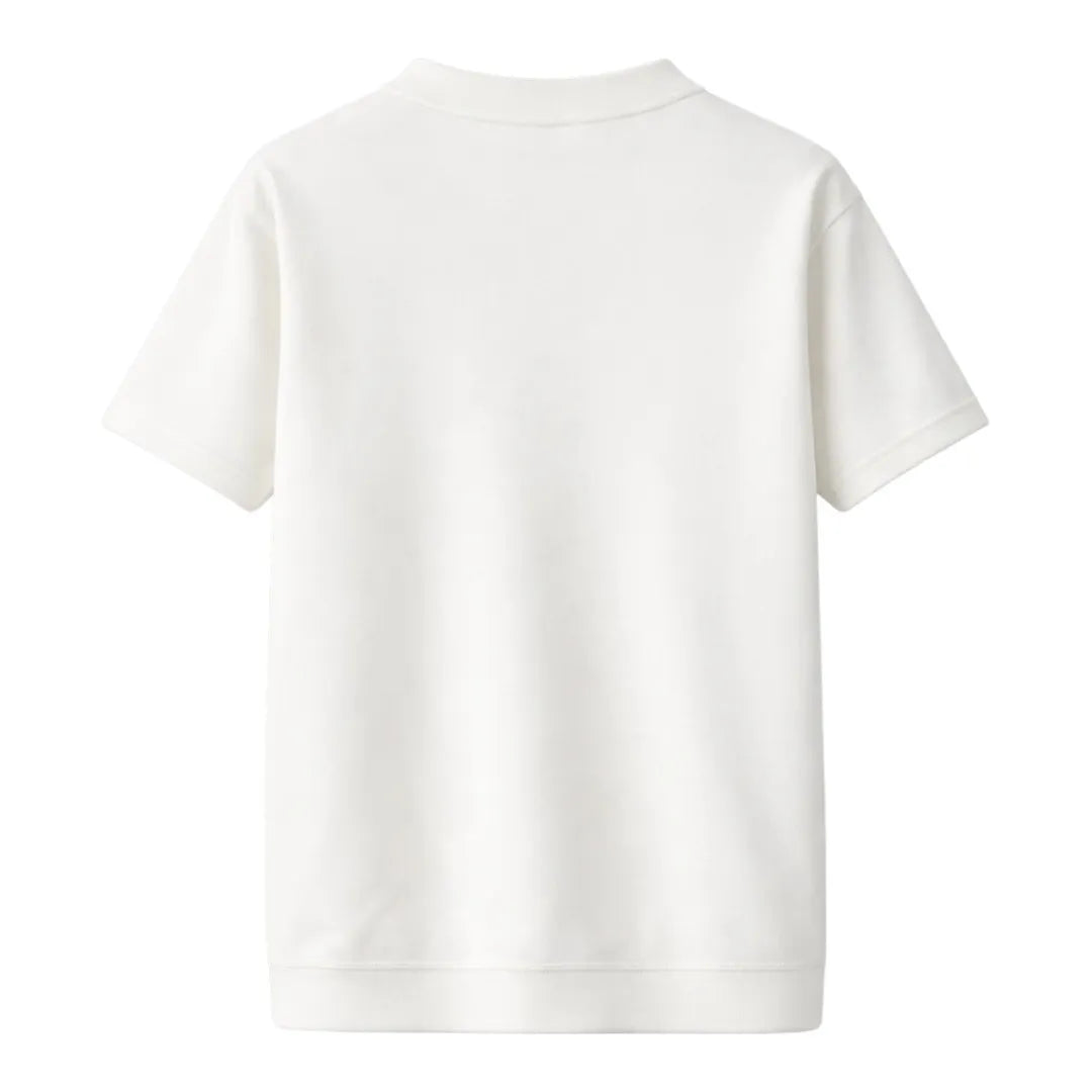Darex Premium Button Detail Crew Neck T-Shirt (Size M) – White Minimal Modern Wear