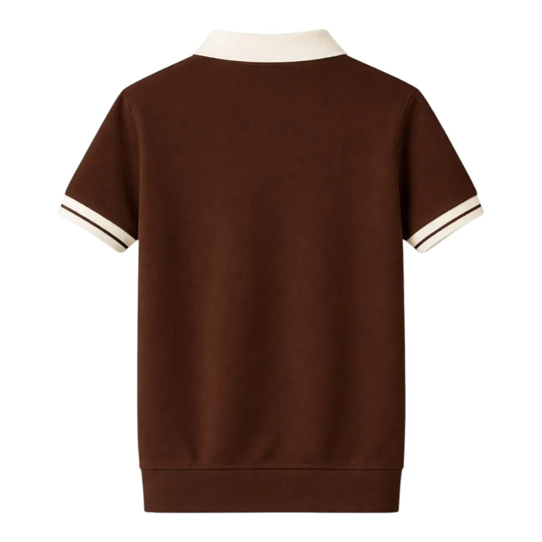 Darex Men’s Two-Tone Collared T-Shirt – Brown & Cream, Regular Fit (Medium)