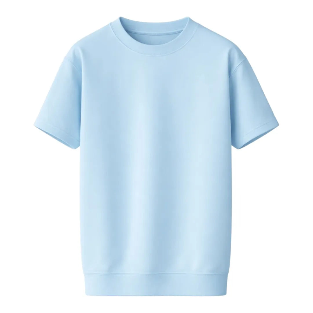 Darex Premium Classic Crew Neck T-Shirt (Size M) – Sky Blue Minimal Casual Wear