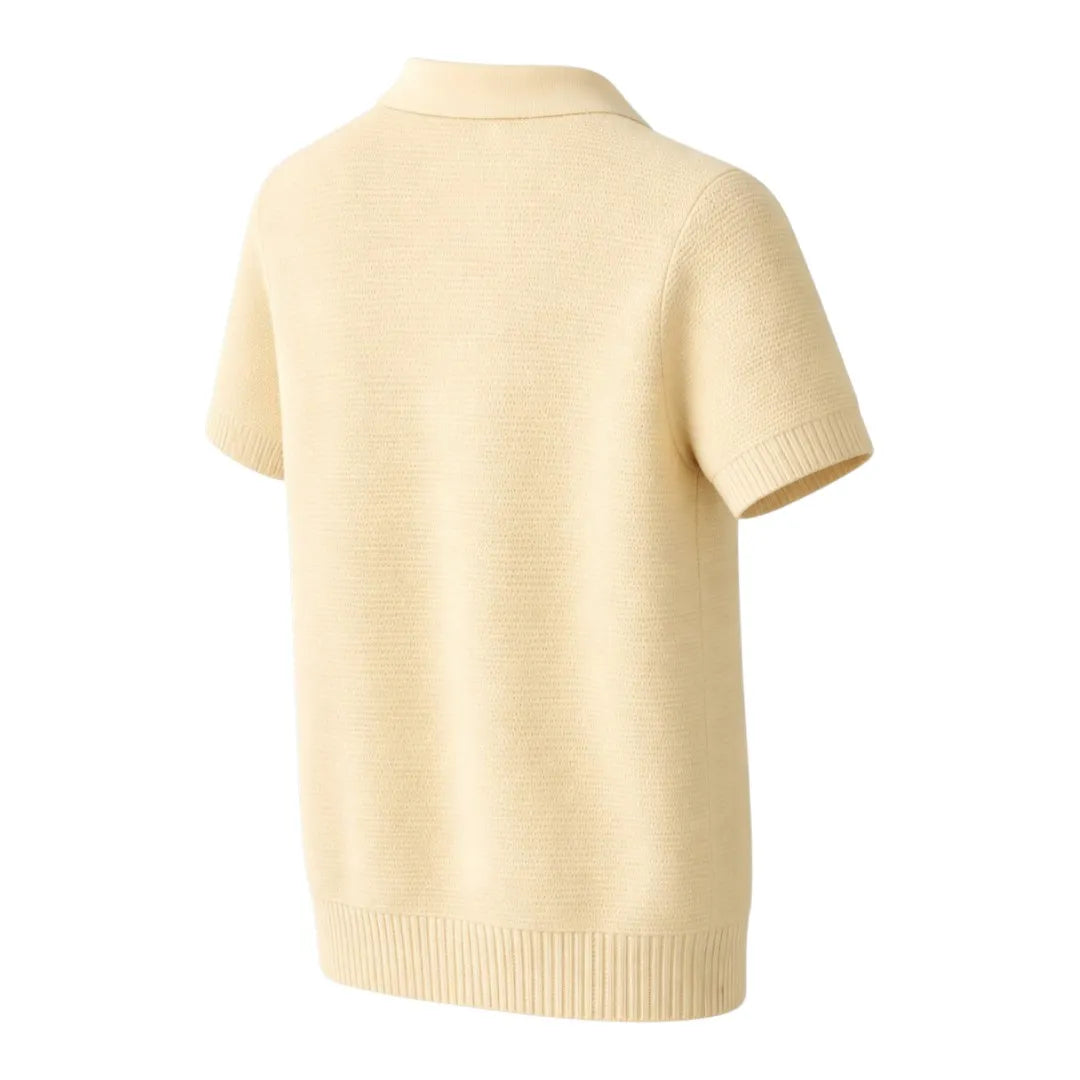Darex Premium Textured Polo T-Shirt (Size M) – Cream Beige Minimal Smart Wear