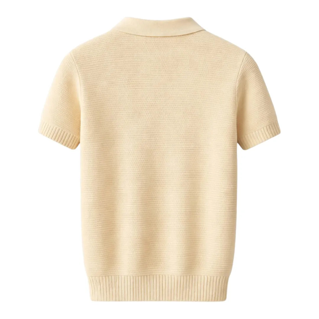 Darex Premium Textured Polo T-Shirt (Size M) – Cream Beige Minimal Smart Wear
