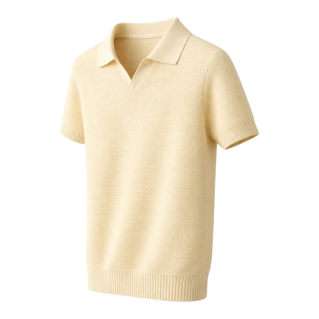 Darex Premium Textured Polo T-Shirt (Size M) – Cream Beige Minimal Smart Wear