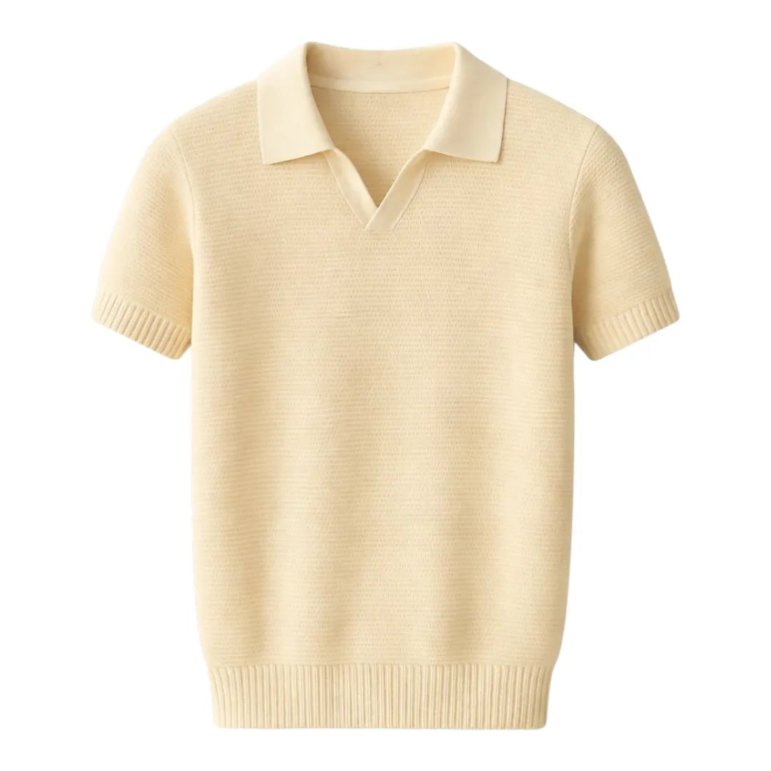 Darex Premium Textured Polo T-Shirt (Size M) – Cream Beige Minimal Smart Wear