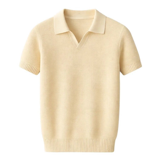 Darex Premium Textured Polo T-Shirt (Size M) – Cream Beige Minimal Smart Wear
