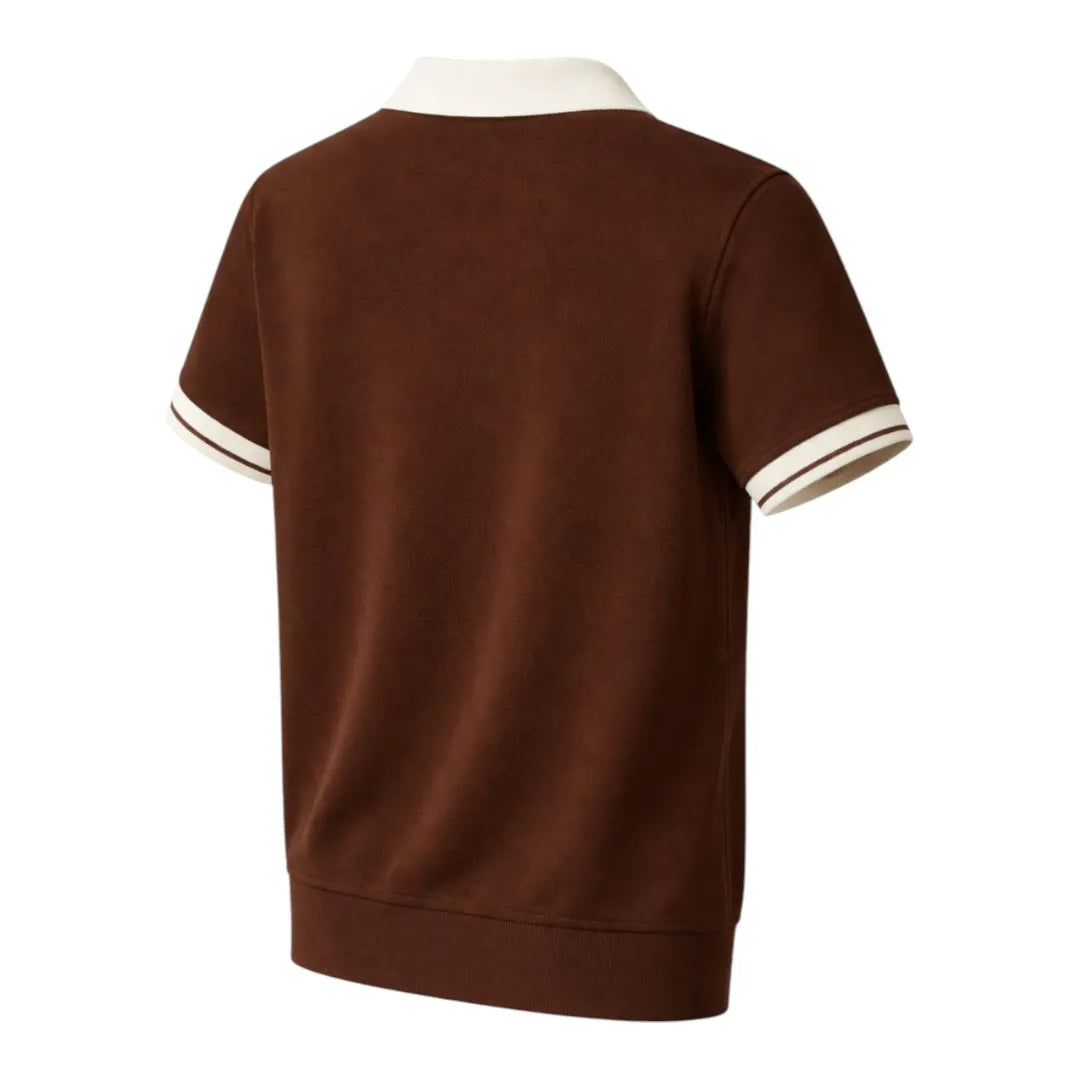 Darex Men’s Two-Tone Collared T-Shirt – Brown & Cream, Regular Fit (Medium)